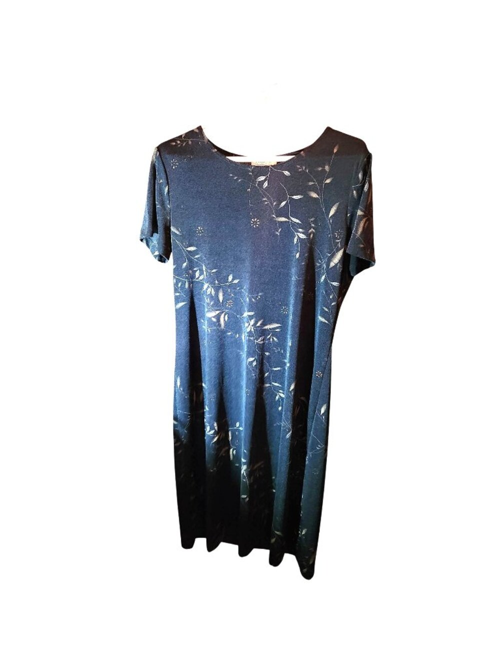 Black dress AGB Womens Size 16 Gold Floral Midi Short Sleeve fairycore Vtg
